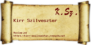 Kirr Szilveszter névjegykártya